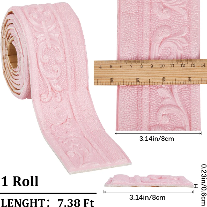 CRASPIRE 354 x 2 Pollice Modanatura A Corona Stacca e Incolla Schiuma Bianca Autoadesiva Finitura Flessibile 3D Appiccicoso Vintage Carta da Parati Decorativa Bordo Muro Bordo in Schiuma Battiscopa