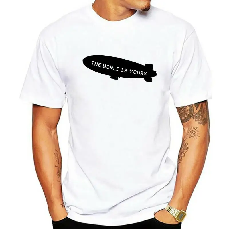 INSPIRED BY SCARFACE T SHIRT - THE WORLD IS YOURS AIRSHIP AL PACINO CULT MOVIE