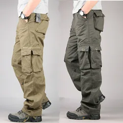 Men's military uniform pants tactical pants solid color multi pocket autumn and winter casual straight shorts men's