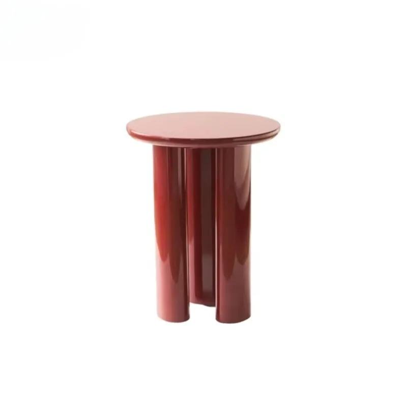 

Modern minimalist design wooden living room sofa side table hotel villa red rounded corner table furniture