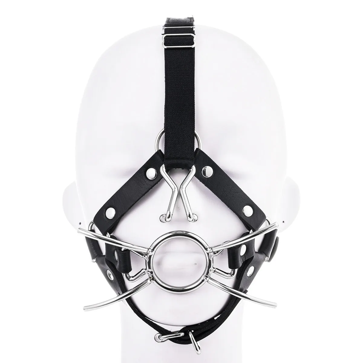 VaHppy Masks Gag Harness Nose Hooks SM BDSM Bondage Cat Whisker Style Couple Sex Games Toys Cosplay Stainless Steel + Leather
