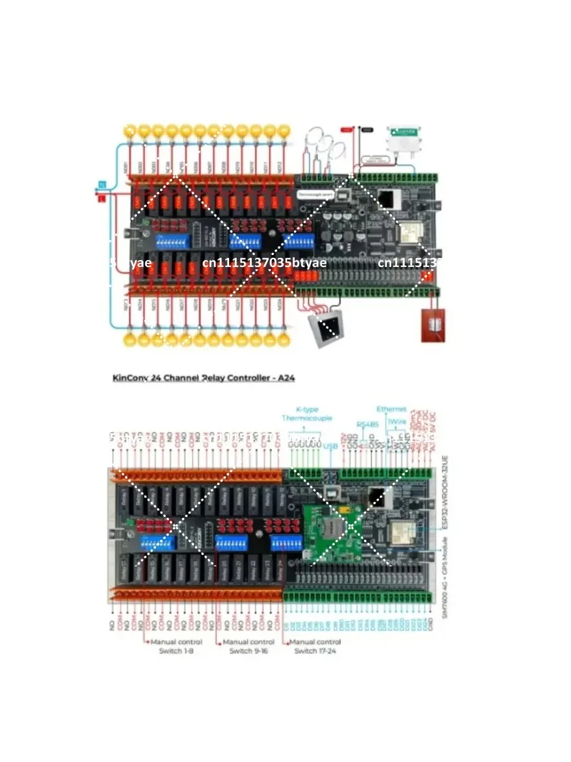 A24 ESP32 Board Smart Home Kit with ESP32 Wireless Chip 24CH Relay Module Home Automation System Thermocouple