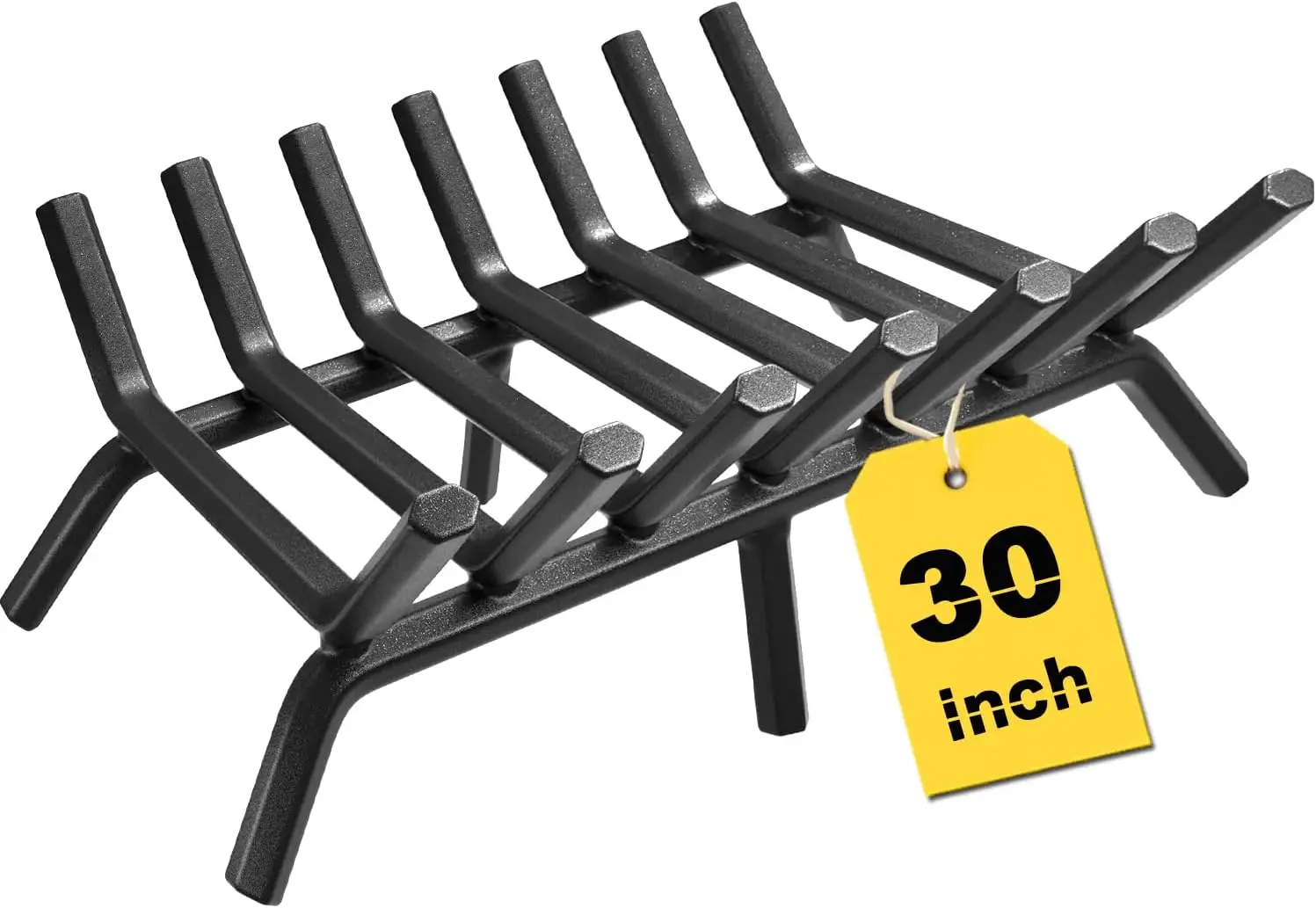 30 Inch Fireplace Grate, Fire Pit Grate and Fireplace Log Holder, Heavy Duty Wrought Iron Solid Steel Firewood Rack for Indoor Outdoor Camping Hearth, Wood Burning Firepit Stove