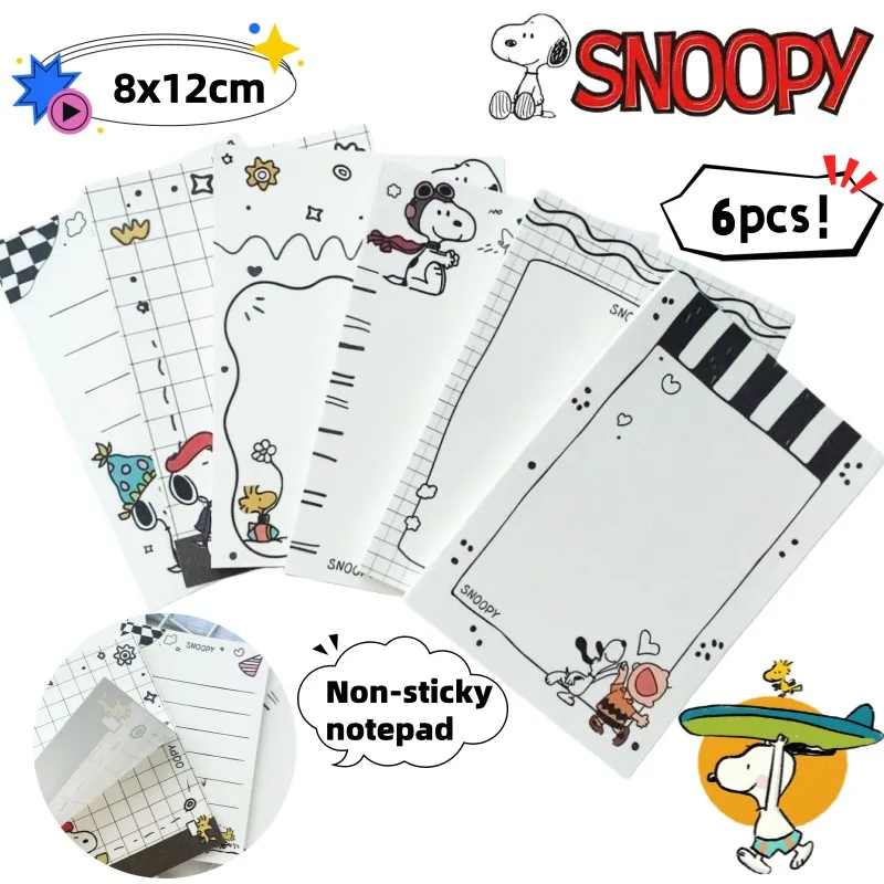 Snoopy, Anime, Cute Cartoon Sticky-Free Notebook, Kawaii Hand Journal, Student Portable Notebook, Stationery, Prize Wholesale
