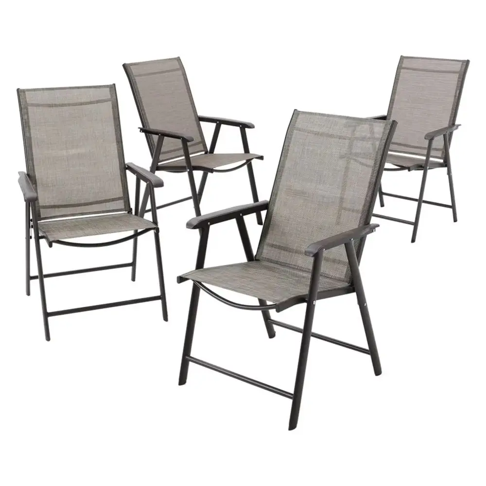 Set of 4 Brown Garden Patio Folding Chairs for Living Room Garden Kitchen Bedroom