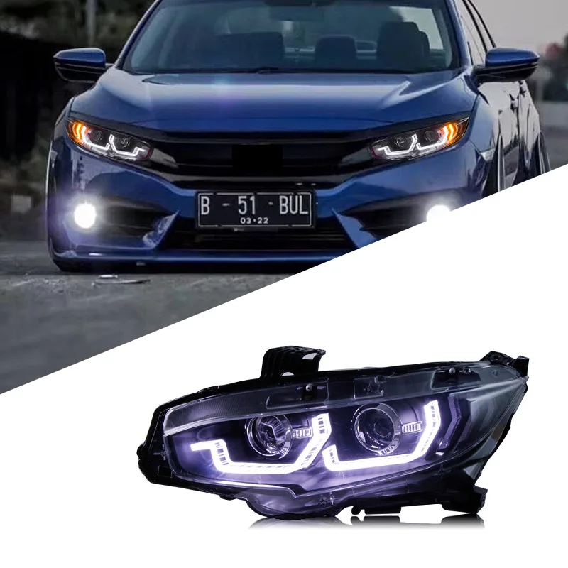 

Suitable for 10th generation Civic headlight assembly modification LED streamer turn signal daytime running light bifocal lens x