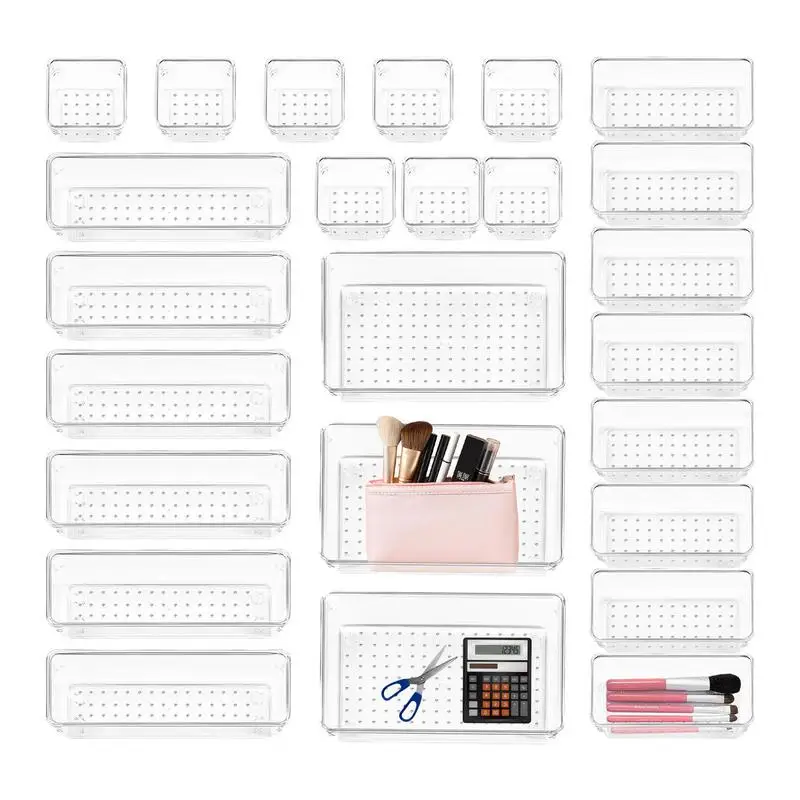 

Vanity Drawer Organizer Trays 25Pcs Organizer Bins Stackable Kitchen Drawer Cabinet Organizer Tray Drawer Organizers Storage