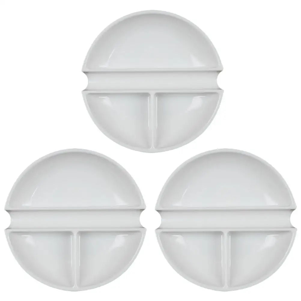 

3PCS Dishes White Portable Watercolor Kids Artists Painters Sturdy Safe Storage Space Saving Ideal Size Easy Wash Off