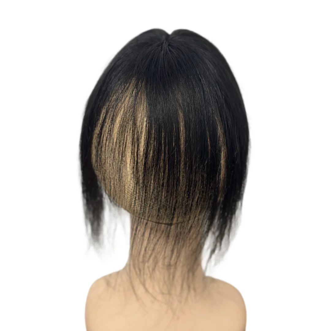 Keine Clip-Topper, Echthaar-Fransen, verbesserte magische Paste, Haar-Topper, Pony für Frauen, flauschige Haarabdeckung, spärliche Haarnähte, Patches – Detail 19