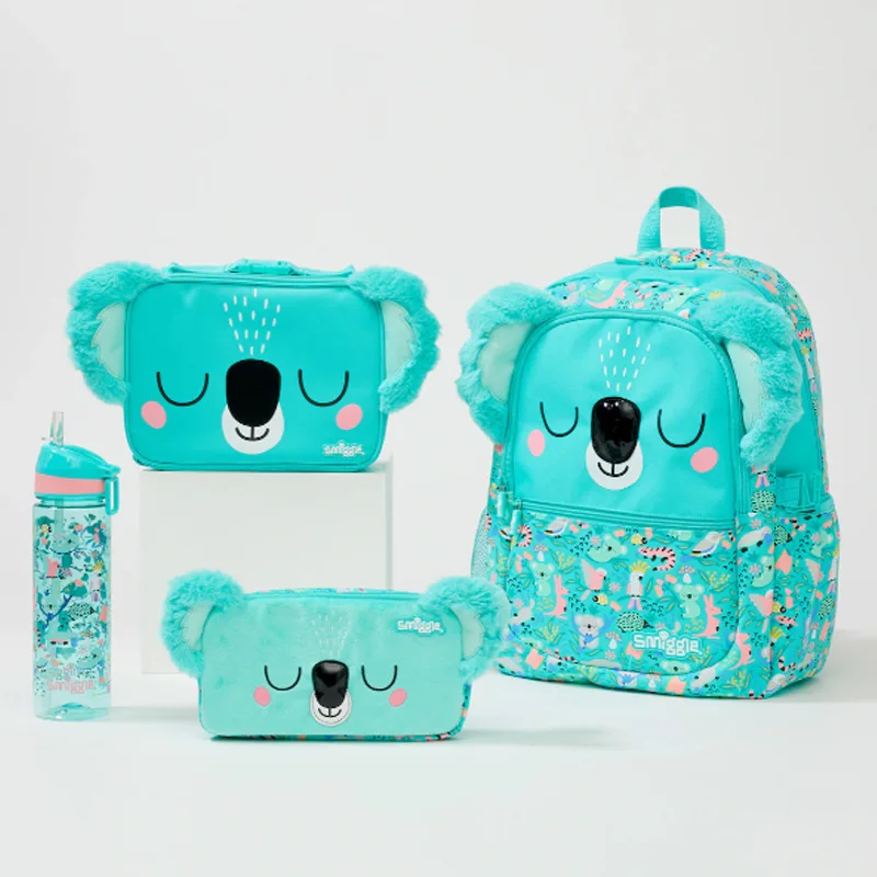 Australian Smiggle Lake Green Koala Backpack Cartoon Student Backpack Children\'S Outdoor Leisure Backpack Pen Bag Meal Bag Set