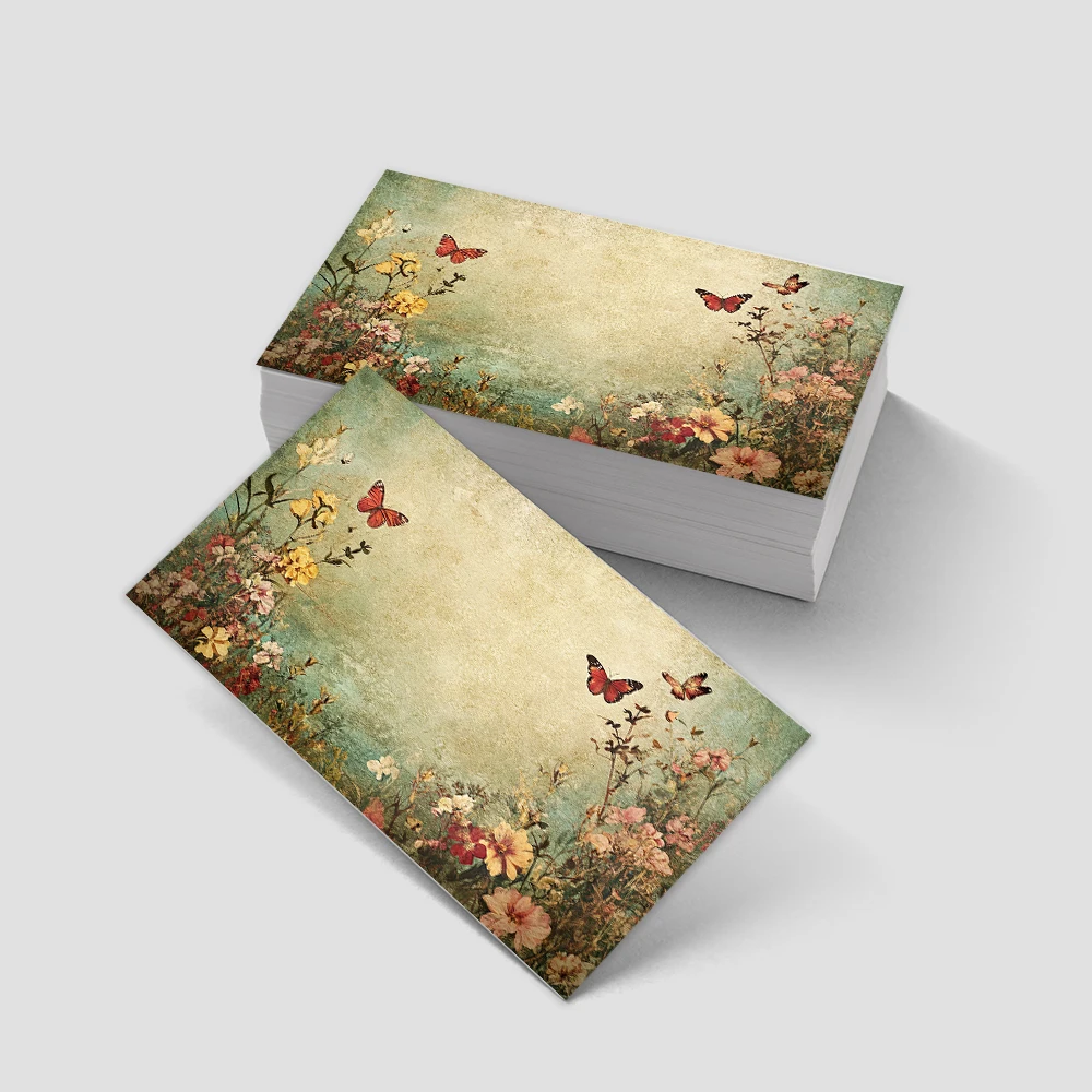 50pcs Vintage Floral Blank Greeting Cards, Wedding 、Birthday 、Party Thank You Cards, Pocket Cards Business Supplies Gift Tags