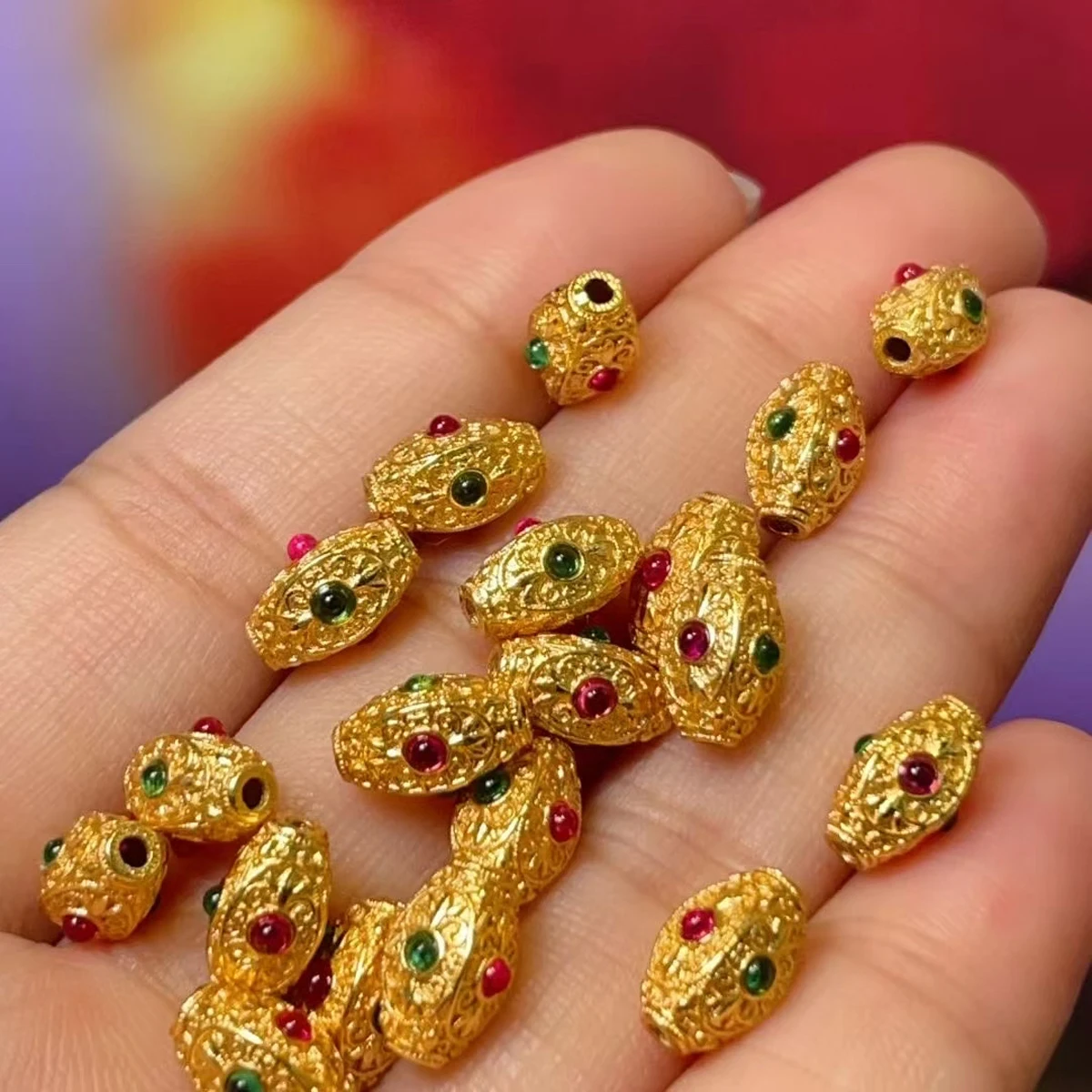 

5Pcs Natural Stone Dzi Beads Gold Plated Loose Spacer Beads for Women Jewelry Making DIY Earring Necklace Accessories