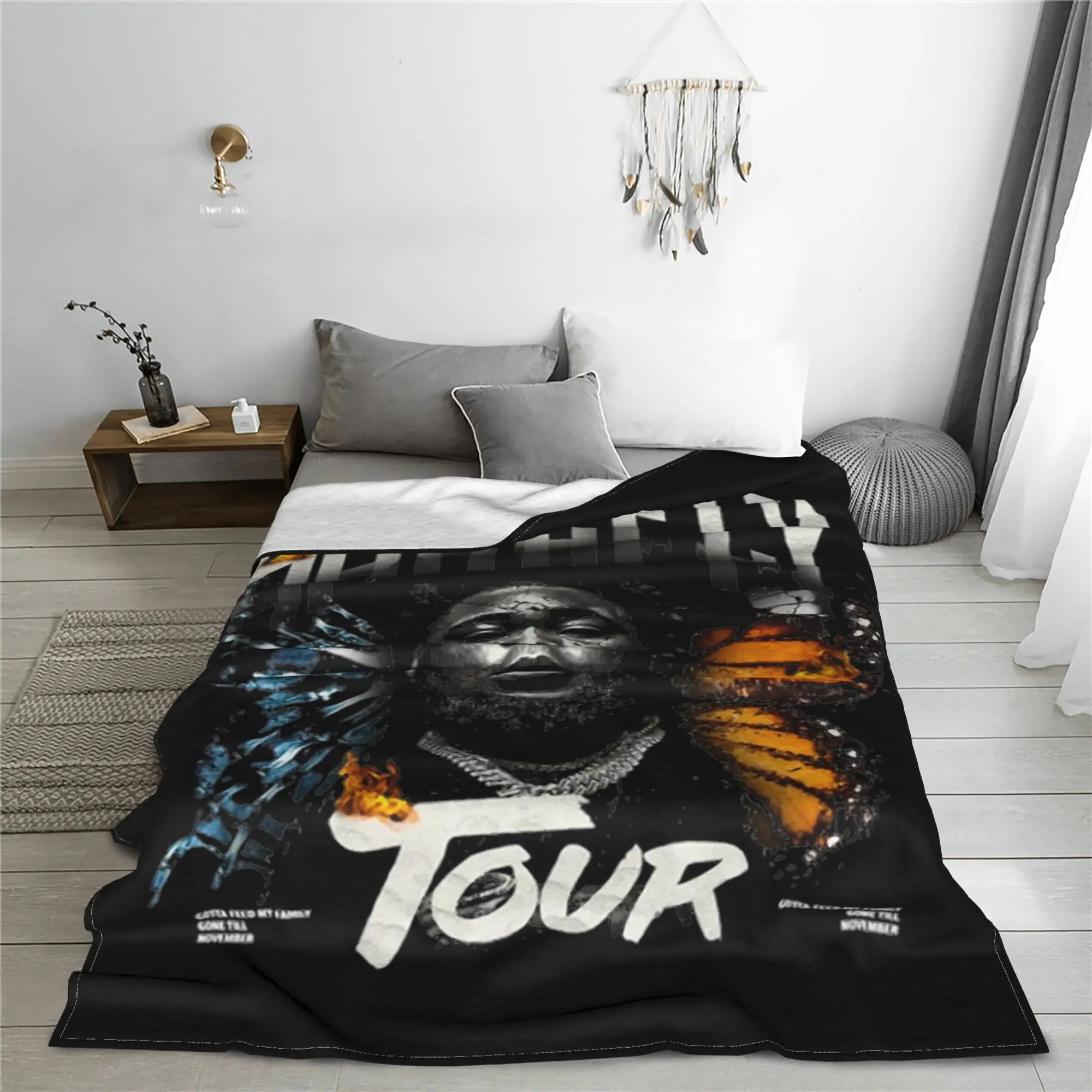 

Одеяла Rod Wave Merch Rapper с флисовым принтом, дышащие ультра-мягкие пледы для постельного белья, покрывало для спальни