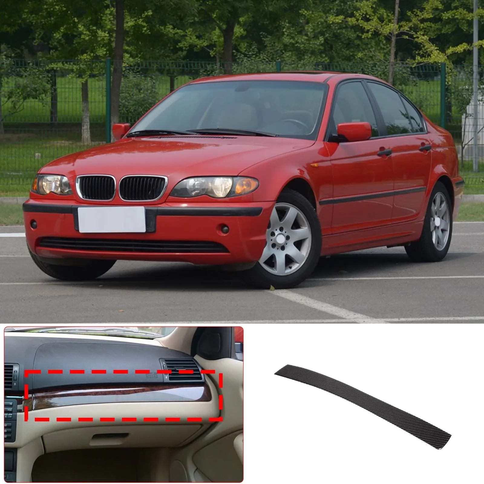 For BMW 3 Series E46 1998-2004 soft carbon fiber car Center Control Copilot decorative strip sticker car interior accessories