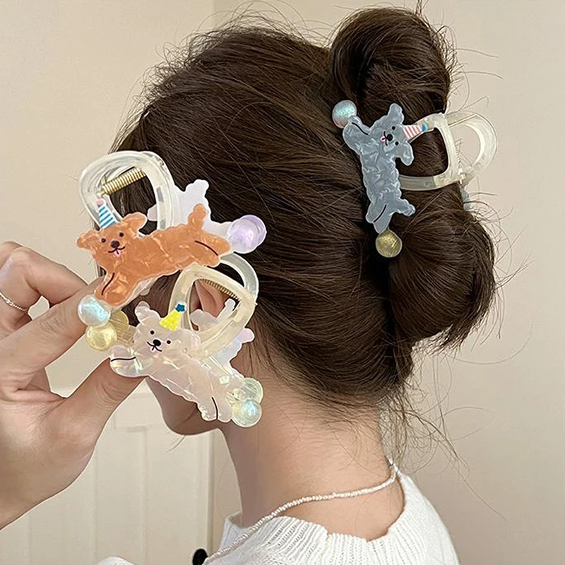 

Cute Colorful Flying Puppy Ponytail Hair Claw Dog Back Of Head Shark Clip Cartoon Cute Acrylic Hair Clip Female Hair Accessories