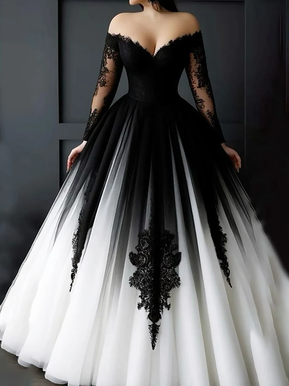 sachin and babi light blue dress Black and White Evening Gown With Sleeves: Real Wear, Real Fit, Real  Confidence