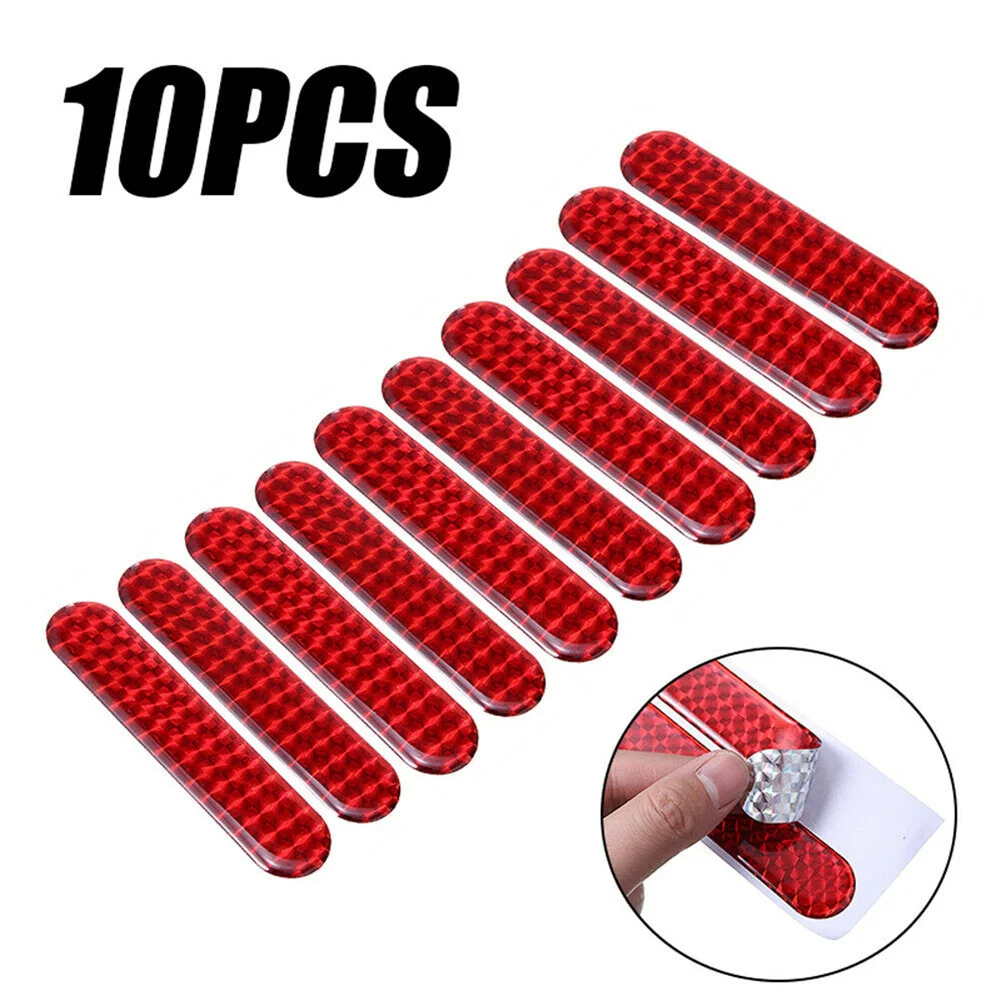 Reflective Car Door Bumper Tape Red Safety Strip Stickers for Enhanced Visibility and Accident Prevention at Night Pack of 10