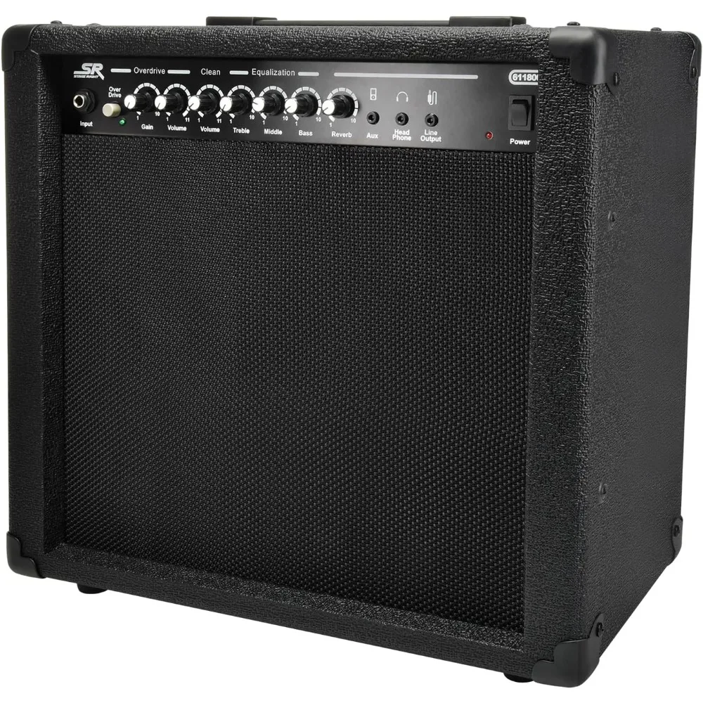 1x10 Guitar Combo Amplifier Black, 40-Watt, Spring Reverb, 10-Inch 4-Ohm Speaker, High & Low Inputs, Headphone Output Stage