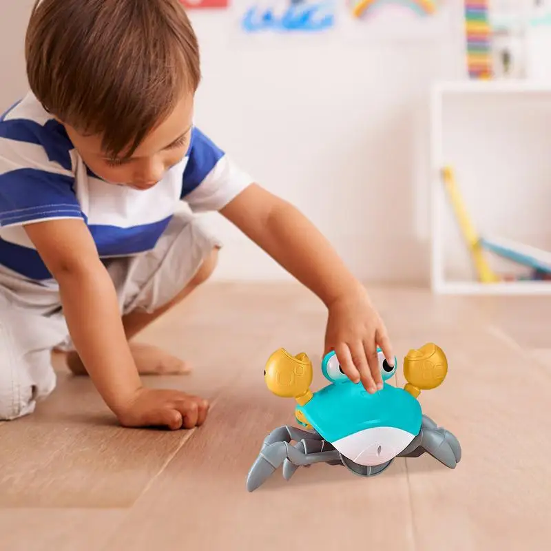 Crawling Crab Rechargeable Crab Toy With Light And Sound Educational Cartoon Kids Sensory Induction Crabs Kids Interactive