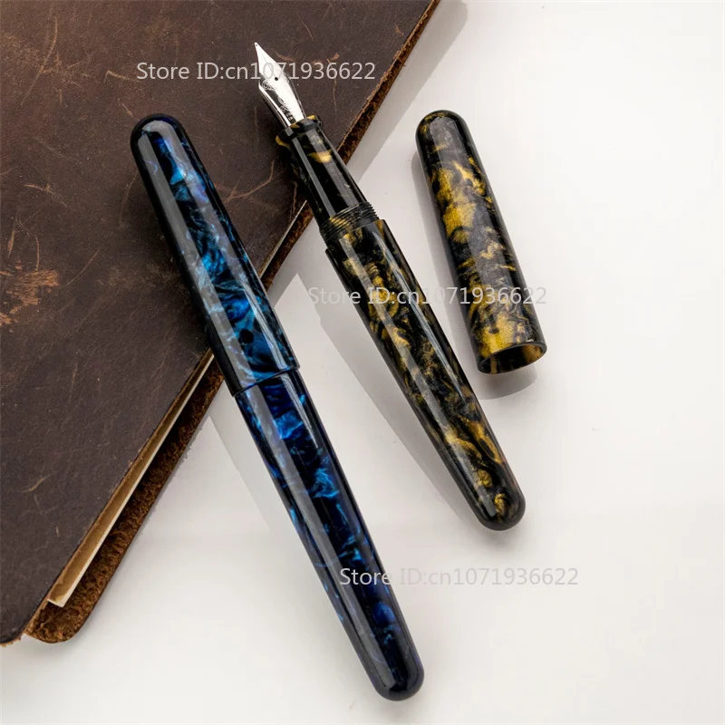 

Перьевая ручка Tangmoon C6 Blue Silver, ручка для каллиграфии из смолы премиум-класса, наконечник BOCK EF F для практики письма и подарков, офисные принадлежности