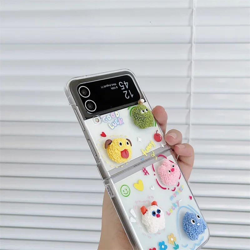 Чехол для телефона с изображением маленького монстра для Samsung Galaxy Z Flip 6 5 4 3, защитная задняя крышка для ZFlip4 ZFlip5 ZFlip6, защитный чехол