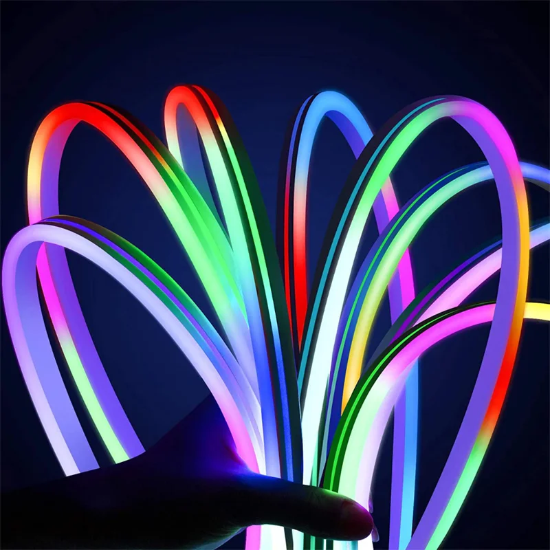 10M/32.8ft Neon LED Strip Light Wifi RGBIC Neon LED Tape Dreamcolor Addressable Flexible Neon Light Strip Work with Alexa