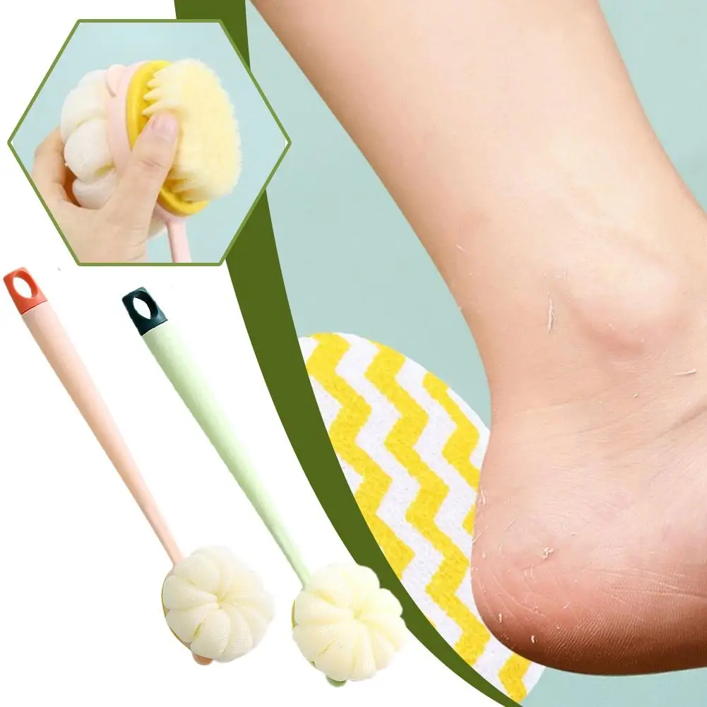 

1pcs Double Sided Scrubbing Tool Bath Brush Long Handle Detachable Fur Towel Rubbing Brush Tool Scrubbing Back Bath Strong X3X6