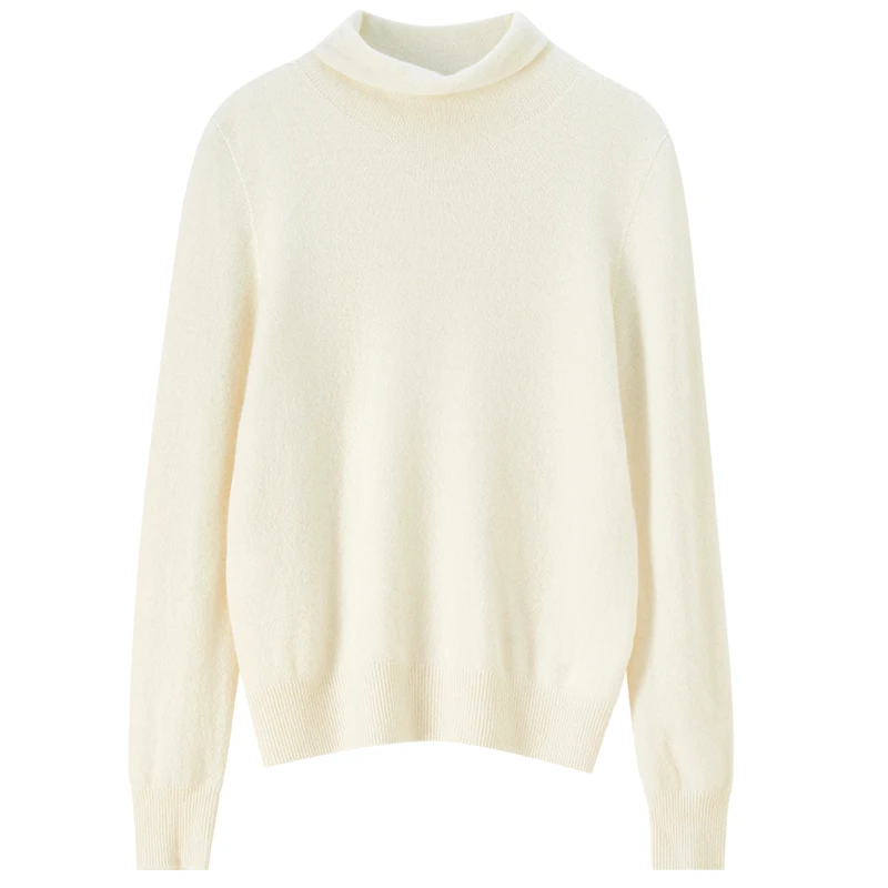 SENTUBILA Women's Cashmere Solid Pullover 2025 Autumn Seamless Knitted Soft Comfortable Turtleneck Elegant Fashion Top W53EI2796