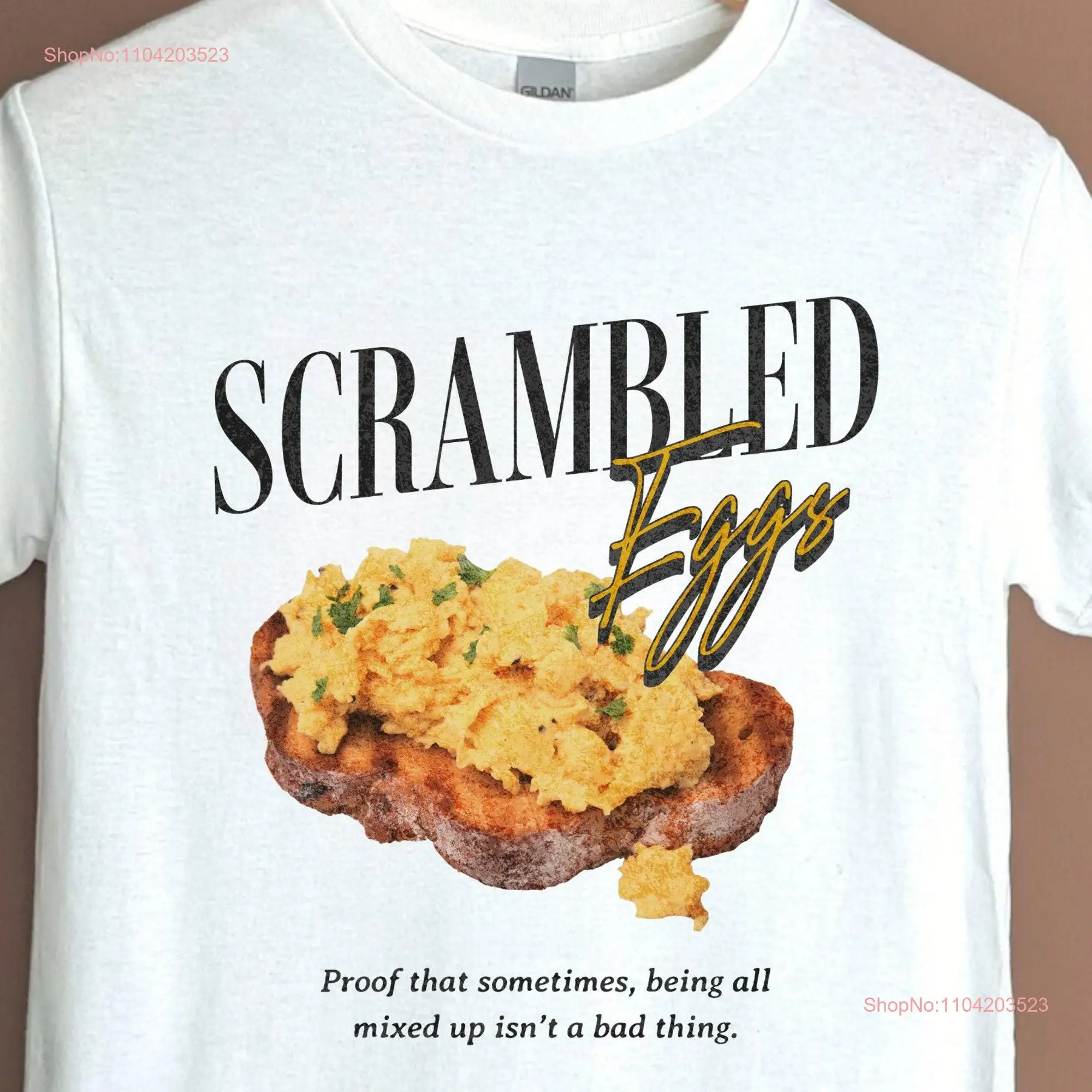 Scrambled Eggs T Shirt Retro Breakfast Bootleg Funny Food Brunch for Foodie  long or short sleeves