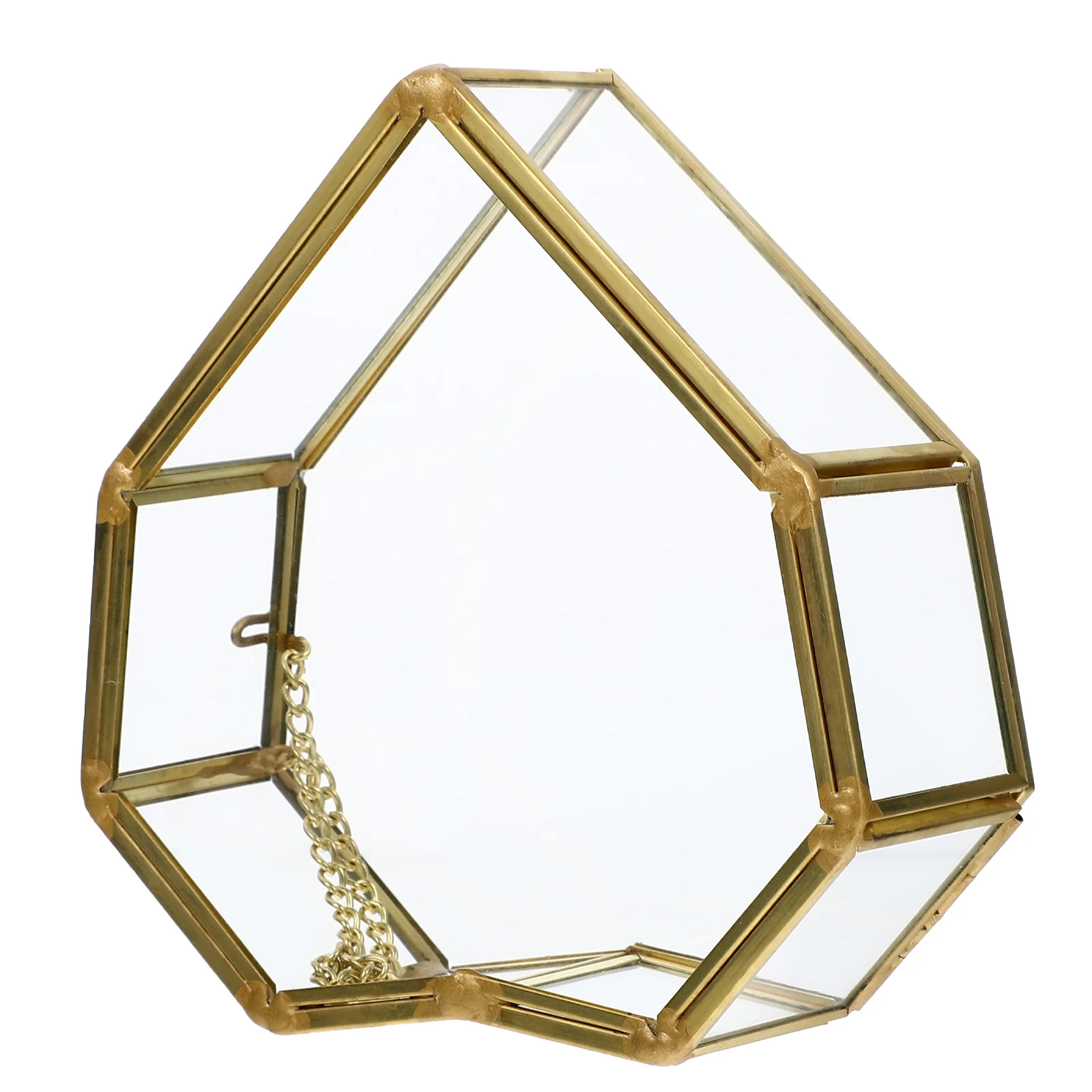 

Heart Jewelry Box Shaped Small Gold Glass Display Case Boxes Rhinestones Lovers