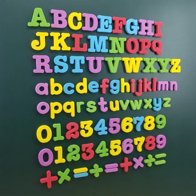 Magnetyczne litery cyfry alfabet ABC 123 magnesy na lodówkę plastikowe edukacyjne przedszkole nauka zestaw zabawek wielkie małe litery matematyka
