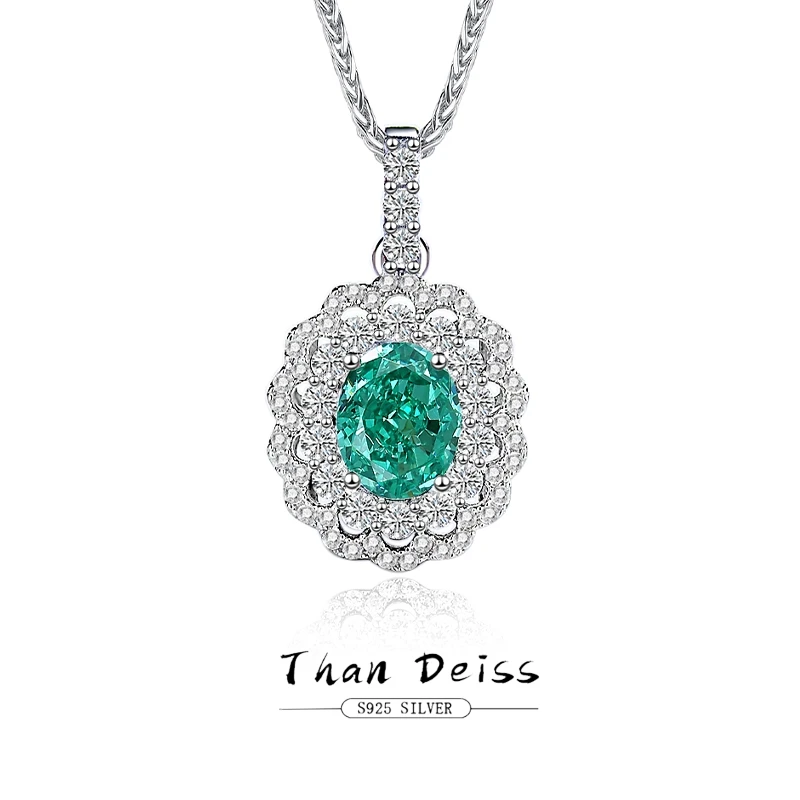 

NEW S925 Sterling Silver Necklace for Women Super Sparkling Green High Carbon Diamond 8A Ice Flower Cut Zircons Gemstone Pendant