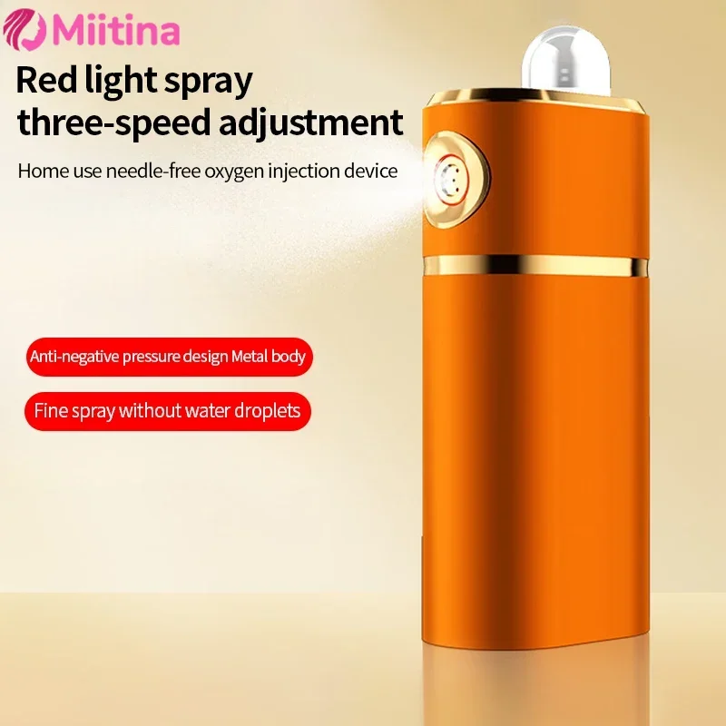 Nano Facial Sprayer High Pressure Oxygen Injector Face Steamer Red Light Mini Moisturizing Anti-aging Humidifier Hydrating Care