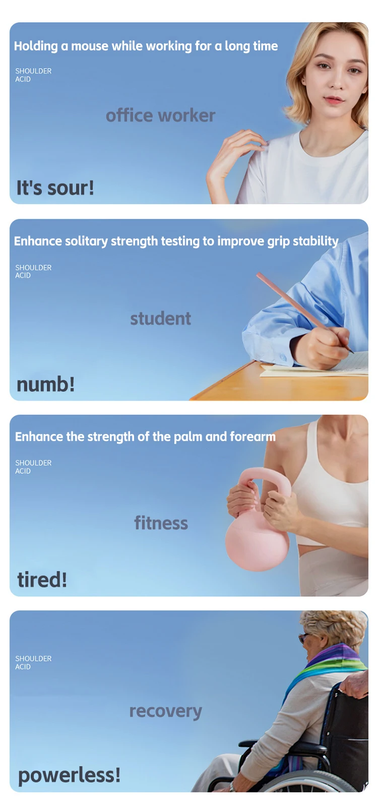 Silikon-Fingertrainer-Ring Handgelenk-Fingertrainer Handmuskel-Stärkungsring Übungs-Karpaltunnel-Expander Fitness-Trainingsgerät – Detail 4