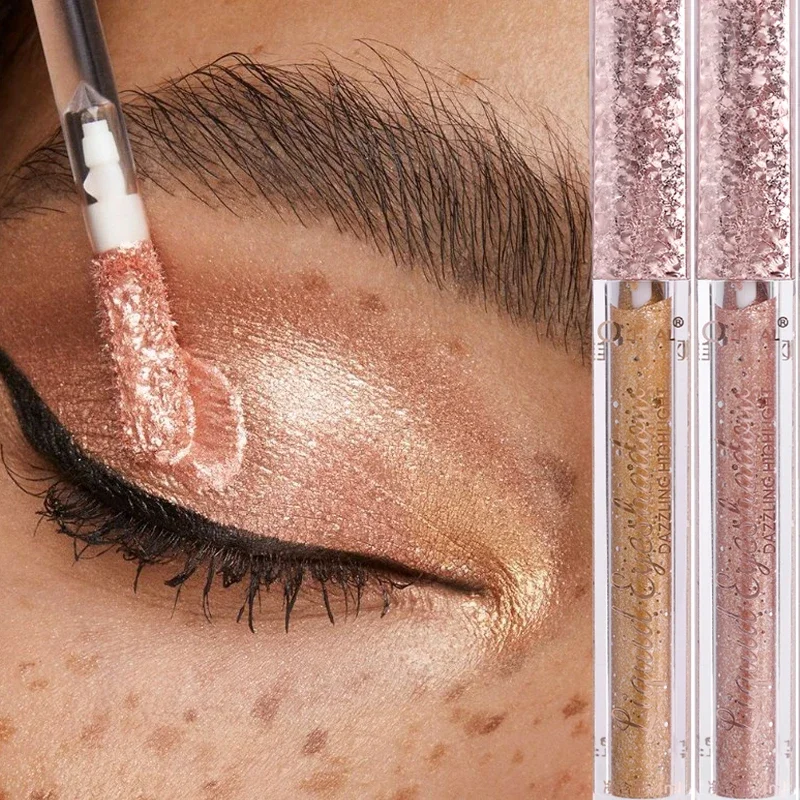 Schillernder High-Light flüssiger Lidschatten Diamant schimmern wasserdichter flüssiger Glitzer Eyeliner Lidschatten einfach zu tragende Augen Make-up-Tool