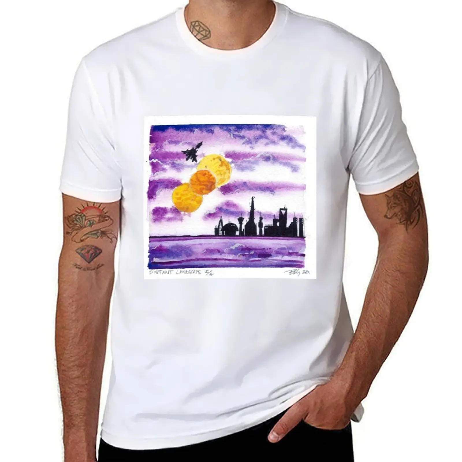 

A Distant Landscape Watercolor #2 T-Shirt t shirts for man graphic funny cotton t shirt man man t shirts for men casual T-Shirt