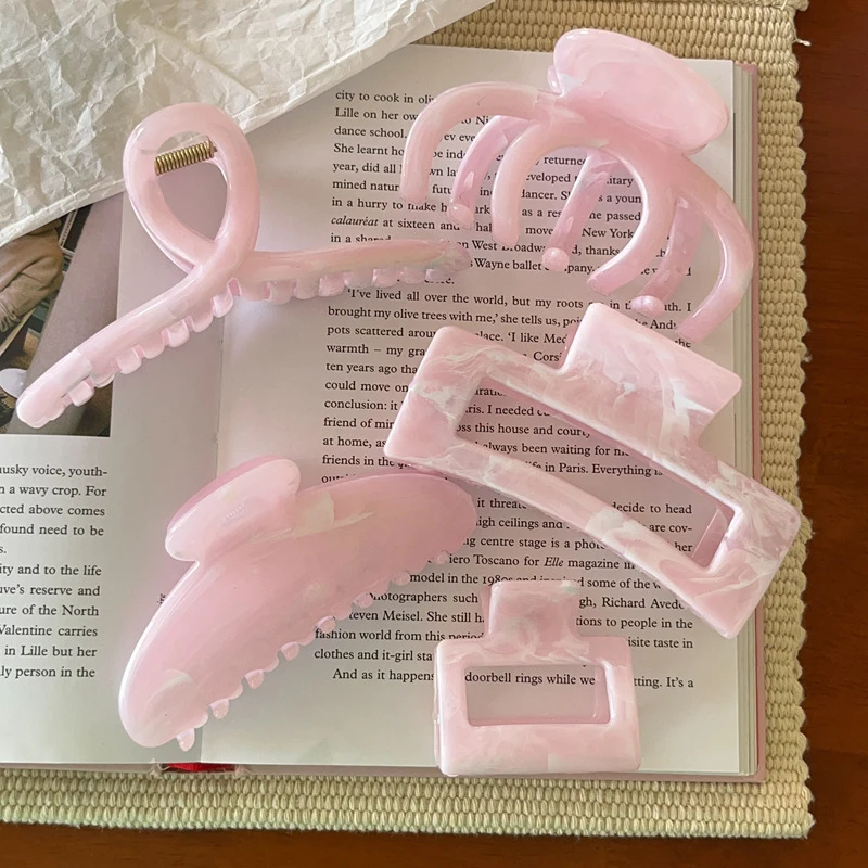 Haarklammern für Frauen und Mädchen, Rosa Haarkrallen, Rutschfeste Krabben-Haarspangen, Modische Haaraccessoires, Geschenke – Detail 1