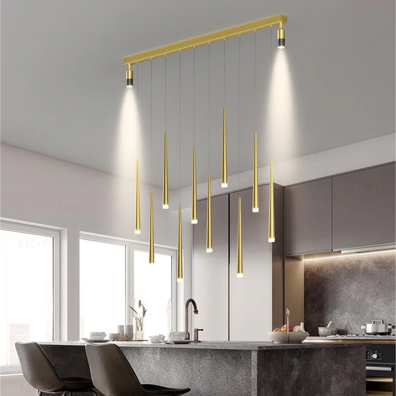 New Simple Long Strip With Spotlight Pendant Lamp Modern Chandeliers For Living Dining Room Bedroom Hall Indoor Lighting Fixture