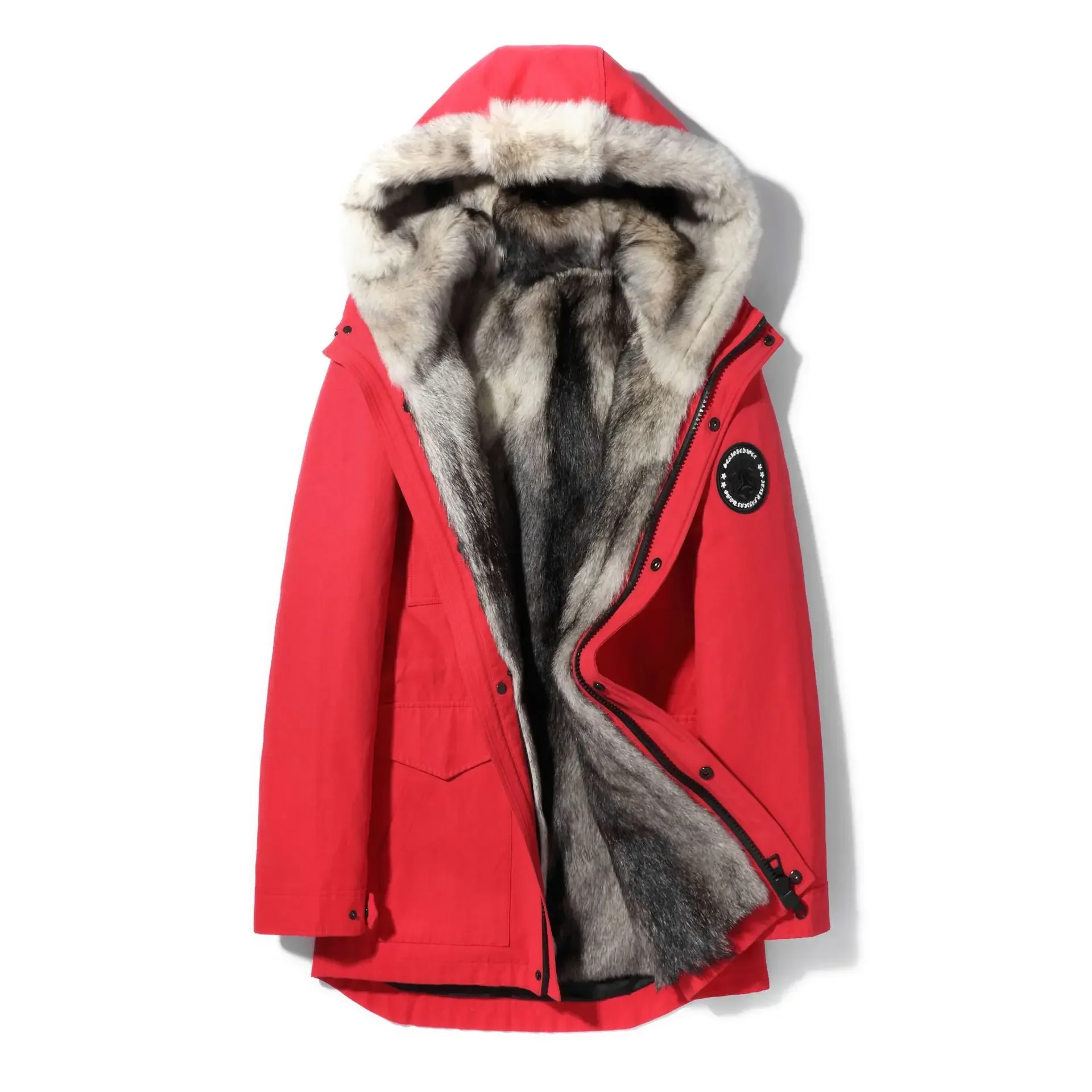 Giacca invernale uomo vera pelliccia di montone cappotto di pelliccia Parka da uomo giacca imbottita sci Outdoor spessa Medi-cappotto lungo Jaqueta