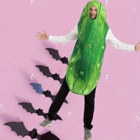 Funny Pickle Costume for Halloween Unisex Adult Pickle Jumpsuit Fruit Cosplay Outfit Funny Role Play Costume for Halloween Party