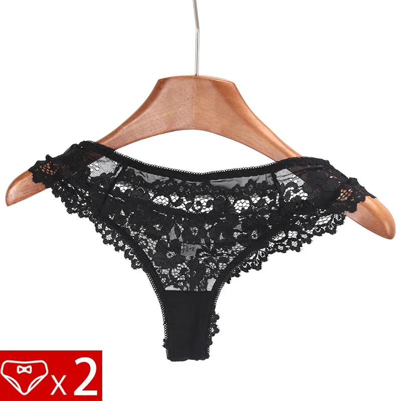 

New 2PCS/Set Women G-string Underwear Sexy Female Thongs Breathable Floral Panties Lady Underpants Intimate Lingerie