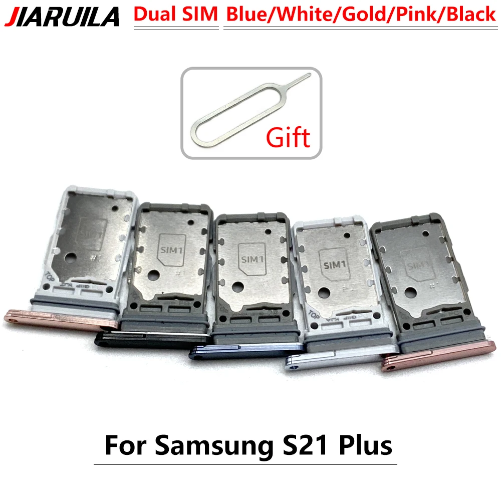 Dual Card SIM Card Tray Chip Drawer  Slot Holder Adapter Accessories For Samsung S21 Fe / S21 Plus Ultra + Pin