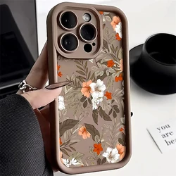 Retro Flower Mobile Phone Case For IPhone 11 12 13 14 15 16 Pro Max XS X XR 7 8 15 16 Plus SE2020 Silicone Lens Shockproof Cover