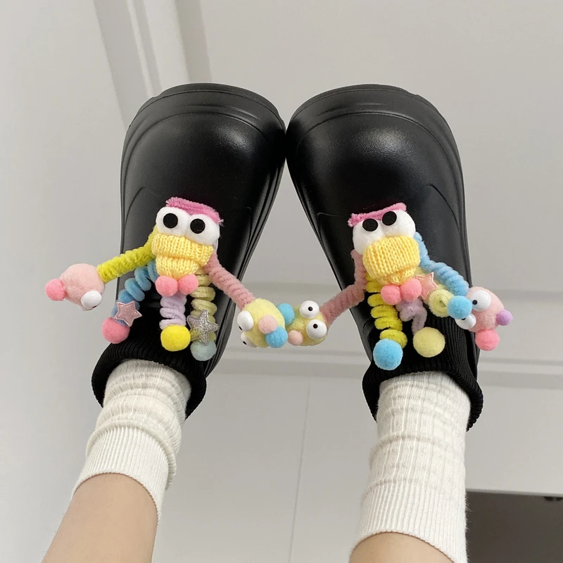 Frauen Neue Dicke Sohle 3D Cartoon Dekoration frauen Mode Lässig High Heels frauen Warme Baumwolle Hausschuhe