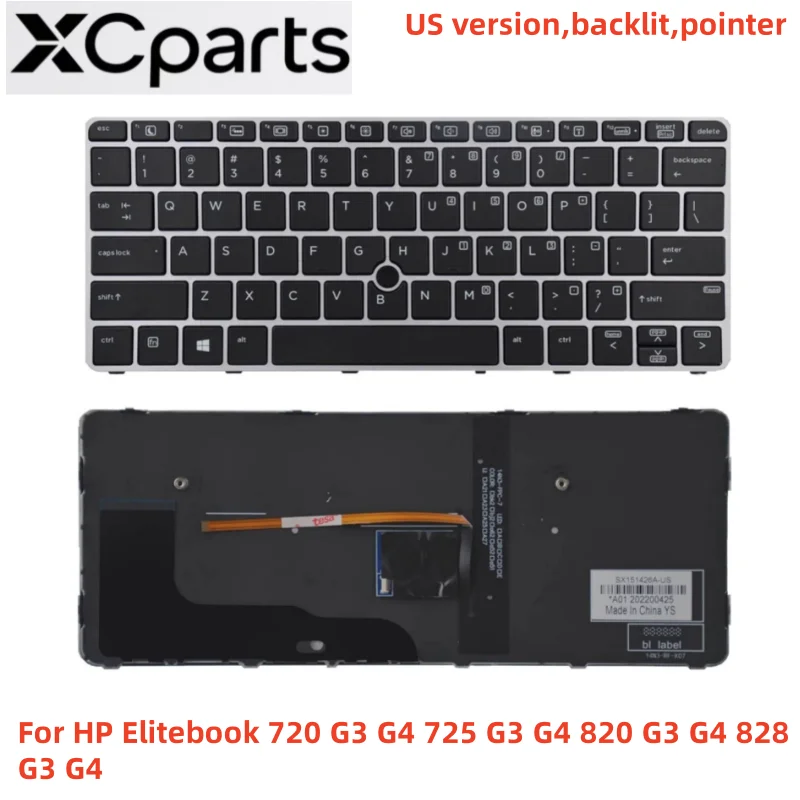 New US Backlit Keyboard Laptop Notebook for HP Elitebook 720 G3 G4 725 G3 G4 820 G3 G4 828 G3 G4 815391-001 826631-001 Pointer