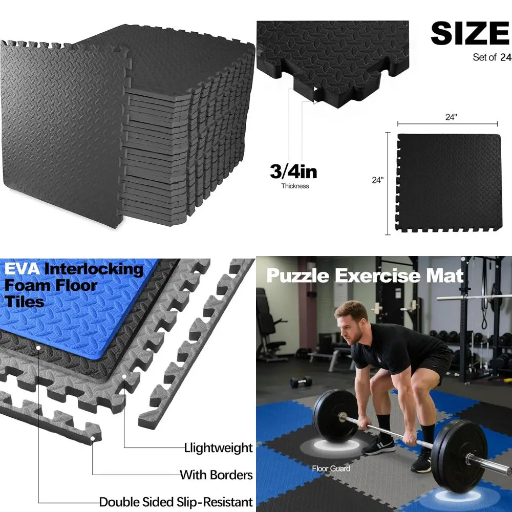 

Interlocking EVA Foam Tiles for Home Gym, Fitness, MMA, and Gymnastics - Multi-Color Shock-Absorbing Mats