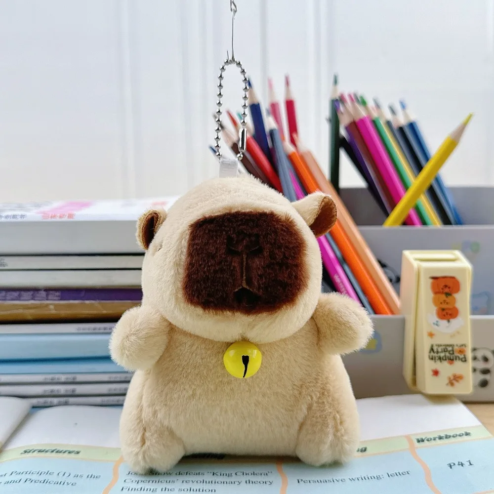 Cute Capybara Plush Keychain Stuffed Animal with Bradde Chain Hanging Ornament Backpack Pendant Gift