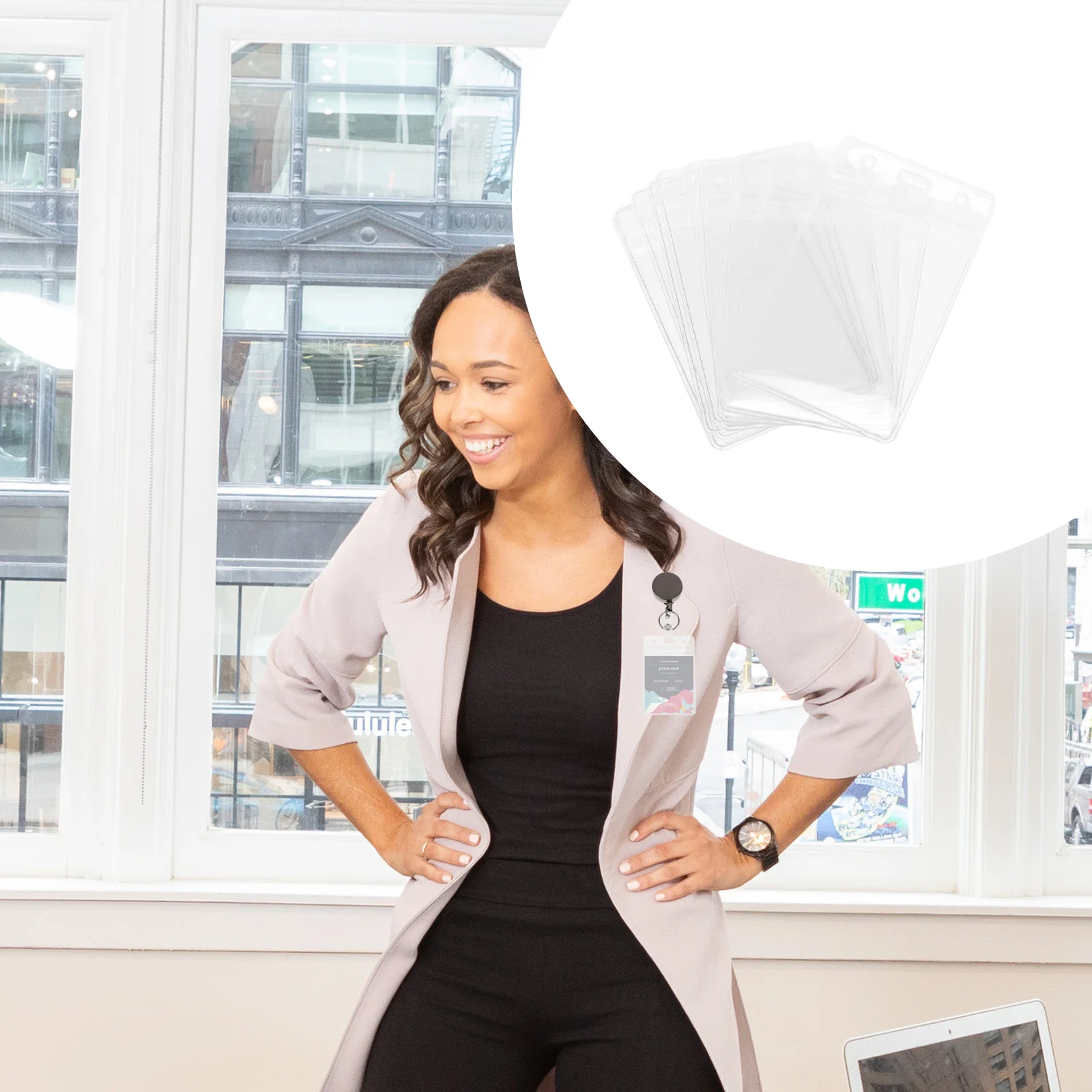 

10Pcs Waterproof Id Card Cover Clear Badge Holder Double-Sided Protective Work Cards Case for Staff Students Id Badge Holder