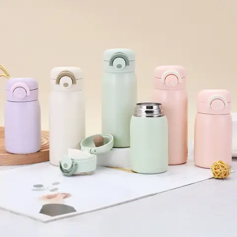 200ML/350ML Mini Thermos Cup Small Capacity Vacuum Flask Stainless Steel Pocket Cup Coffee Mug Kids Insulated Hot Water Bottle
