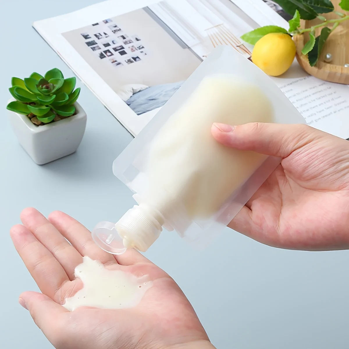 100 Stück 30/50/100ml Nachfüllbare Quetschbeutel für Toilettenartikel, Reise-Flüssigkeiten, Make-up-Verpackungsbeutel, Standbeutel, Kosmetikbehälter – Detail 9
